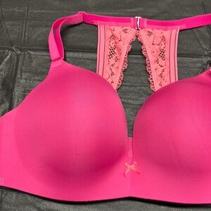 Cacique Pink Seamless Lace Racerback Bra